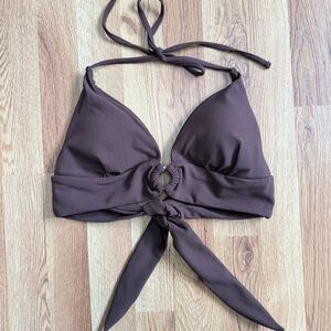 Berlook Brown Ribbed Bikini Top